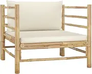 Garden Sofa with Cream White Cushions Bamboo