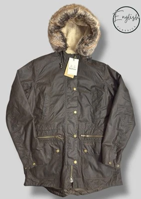 Barbour Kelsall Wax Parka Jacket Ladies UK 12 Olive