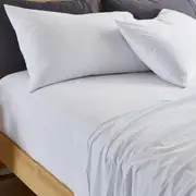 MyHouse Stonewash Fitted Sheet 100% Cotton - White - Double