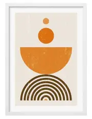 [Profile Australia] Australian Made Orange Boho Sun Bowl Art Print A1 Frame in White