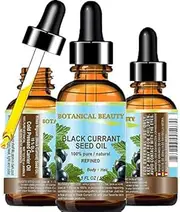 Botanical Beauty BLACK CURRANT SEED OIL 100% Pure Natural Undiluted Refined Cold Pressed Carrier oil. 0.5 Fl.oz. - 15ml. For Skin, Hair, Lip, Nail Care. Rich in gamma-linolenic acid, Omega 3, 6, 9