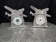 Pewter Aviation Plane Barometer, Clock, and Bookmark for Desk Clock