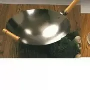 12" flat bottom wok wood handle carbon steel/11" flat lid.. 14 gauge USA MADE.
