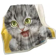 Cool Cats Art Tough Grey Kitten Throw Blanket