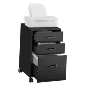 File Cabinet, 3 Drawers Filing Cabinet for Home Office, with Wheels, for A4,