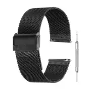 Mesh Watch Bands for Men,Metal Mesh Watch Strap with Tools(22mm, Black)