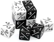 Dice Counters,12 PCS Token Dice D6 Loyalty Dice Set White +1/+1 & Black -1/-1 Compatible with MTG CCG Card Gaming Accessory