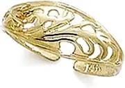 [JewelryWeb] 14k Yellow Gold Domed Filigree toe ring-toe ring for Women