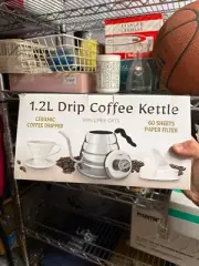 1.2L Stainless Steel Pour Over Coffee Kettle Thermometer Gooseneck Spout Bundle!