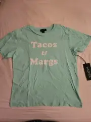 NWT WildFox Tacos And Margs Tee Small pastel aqua green light Tshirt S