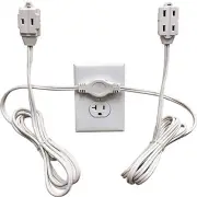12 Ft Twin Extension Cord - 6 Feet on Each Side, Multi Outlet 3 Prong USA Plug