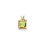 14K Yellow Gold Peridot bezel pendant