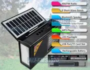 Solar-Powered AM/FM Shortwave Radio With Bluetooth Speaker Flashlight MP3 Player