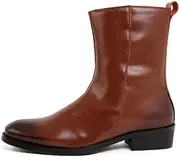 [Generic] Ankle Boot for Men Mid-Calf Boot Slip On StyleGenuine Leather Side Zipper Pointed Toe Outsole Easy Care