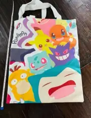Cute Pokemon canvas bag reusable Tote Bag Psyduck Pikachu Squirtle Gengar