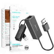 Borofone DH7 USB 3.0 Gigabit Network Adapter USB Male to RJ45 Female 10/100Mbps Ethernet Port Cable Connector Wired Internet LAN OTG Converter (Black)