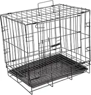 GRIRIW Folding Dog Kennel Iron Wire Pet Crate Black Practical Pet Shelter Easy to Cozy Nest for Medium Dogs
