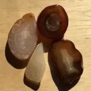 4 Agate Quartz Rock Slices Thick Cut Polished Geode Stones Natural Colors 1.25LB