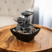 Pure Garden 3 Tier Tabletop Water Fountain 7-Inch Raku Bowl Waterfall River Rock