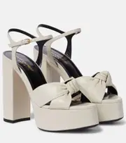 [Saint Laurent] Saint Laurent Bianca 125 leather platform sandals AU 11 white