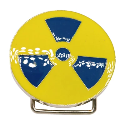 Unisex Fashion Belt Buckle Silver Metal Yellow Nuke Bomb Nuclear Animation Anime