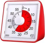 Visual Timer,60 Minute Kids Timer,3 Inch Countdown Timer,Silent Visual - Red