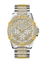 GUESS Men's Silver Gold Frontier Glitz Watch