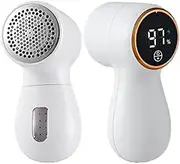 Fabric Shaver, Rechargeable Lint Remover, Electric Sweater Defuzzer with 6-Leaf Blades, Fuzzs Trimmer to Remove Pilling for Clothes, Couch, Furniture, Fuzz, Blanket, with LED Digital Display