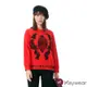 KeyWear奇威名品 蕾絲花片層次設計感長袖上衣-紅色