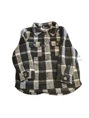Old Navy Kids NWT Shacket Black/White Plaid Unisex Size 6/7 Brushed Cotton