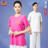 在飛比找樂天市場購物網優惠-太極服T恤衫夏季練功服半袖女太極拳服裝男短袖上衣太極褲燈籠褲