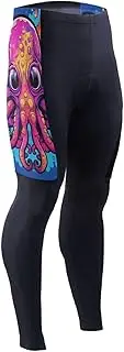 [AIXIWAWA] Men's Cycling Pants (Big Eyes Octopus) Print Outdoor Tights 3D Padded Bike Riding Long Pants