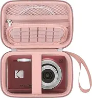 Elonbo Camera Carrying Case for Kodak PIXPRO FZ55/ FZ53/ FZ45/ FZ43 16MP Digital Camera, Vlogging Camera Storage Holder Trave Bag, ​Mesh Bag Fits Batteries, Cable, Memory Card, Card Reader,Rose Gold