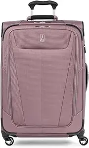 [Travelpro] Maxlite 5 Softside 2pc Set Expandable Carry On Luggage with 4 Spinner Wheels/Soft Underseat Tote, Lightweight Suitcase, Men and Women, Dusty Rose Pink, Checked-Medium 25-Inch, Maxlite 5
