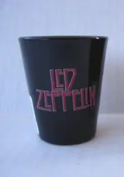 NEW AND UNUSED LED ZEPPELIN RED LOGO BLACK AND WHITE PHOTO SHOT GLASS