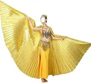 [CekoCk] Sequin Skirt，Belly Dancer Skirt, Dance Ribbons,Silk Fans,Adult Belly Dance Wings Belly Dance Accessories Gold Wings Silver Wings Stage Props Color Wings (Color : Gold)