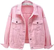 [ebossy] Women's Candy Color Denim Jacket Relaxed Fit Casual Jean Trucker Jacket
