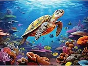 Gemartmall Sea Turtle Paint by Numbers Adult Underwater World Painting by Numbers for Adults, Ocean Acrylic Paint by Numbers Adult Set for Gift and Home Decoration (30 x 40 cm)