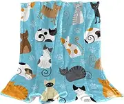 Plush Blanket, Nap Blanket, Warm Cozy Soft, Microfiber Blankets, Animal Paw Cats Cats