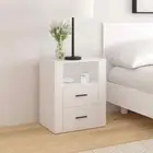 Bedside Cabinet Side Table Nightstand Storage With 2 Drawers/1 Compartment White