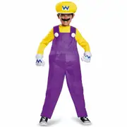 Wario Deluxe Super Mario Villain Bad Plumber Video Game Cartoon Boys Costume
