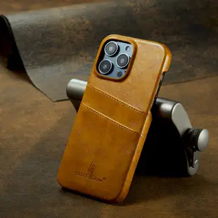 IPhone 14 Pro Max 14 Plus i14 6.1/6.7 皮革保護殼 牛皮仿真皮雙插卡手機殼背蓋