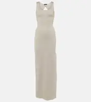 [Tom Ford] Tom Ford Metallic knit maxi dress UK 16 silver