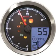 Koso Speedometer/Tachometer Silver Bezel LCD Color Change Display BA051201