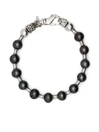 在飛比找Farfetch優惠-black pearl silver bracelet