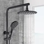 ACA WELS Round 8" Ultrathin Rainfall Shower Head 3-MODE Handheld Set Gooseneck Arm Wall Rail Diverter Black