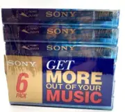 New Sealed Sony Hi Fi 60 Blank Normal Bias Cassette Tapes C-60HFB Type I Six Pac