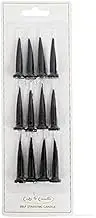 Cake & Candle Bullet Candles 12 Pack Black 4.5cm Crafted for Fondant Cakes High Style Presentations Clear Holder Stands Independently Without Puncturing Ideal for Birthdays Parties Events