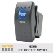 Rocker Switch HORN (Momentary) - Blue - LED 4x4 Boat Caravan Marine 12v