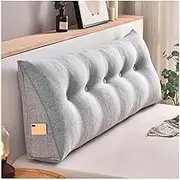 Sofa Slipcovers Large Triangular Reading Pillow Headboard Pillow 180cm Backrest Cushion with Machine Washable Cover t for Bed or Sofa Light Grey White